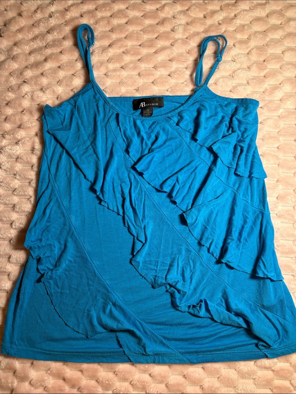 AB Studio Teal Ruffle Camisole with Adjustable Straps